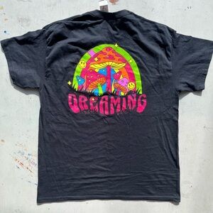 Men's New 12 Oz Club T-Shirt Black Fungi Shrooms L DMT Psychedelic Hippy 3rd Eye